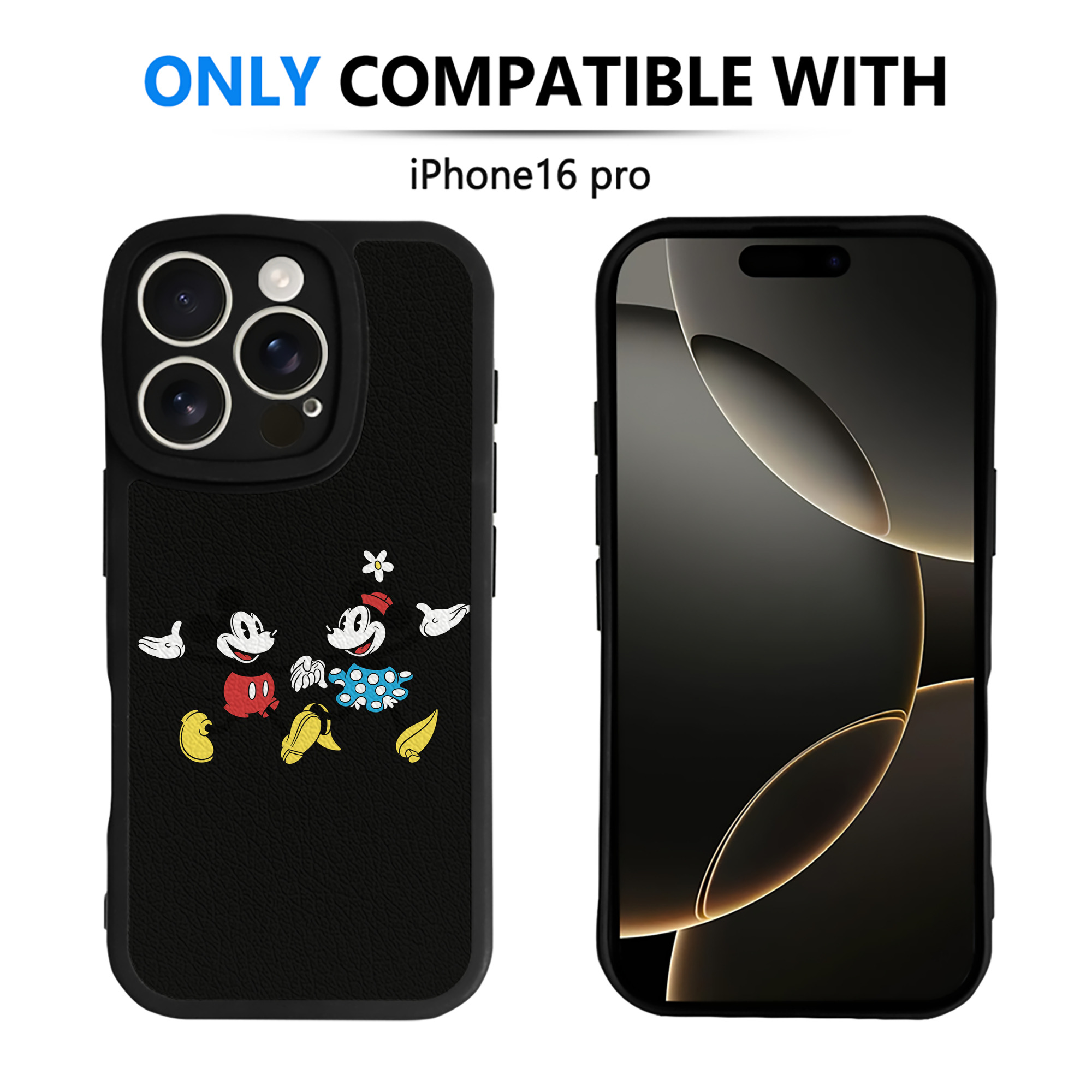 （画像用） ミッキーマウス Mickey Mouse 【iPhone 16シリーズ対応】シリコンスマホケース（レザー調） 材質：シリコン